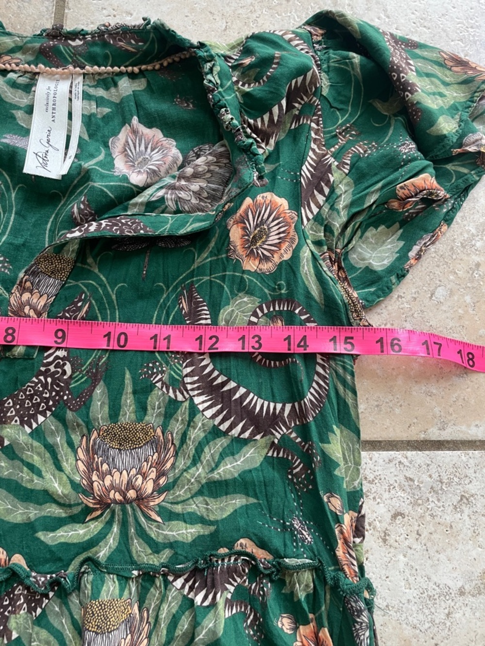 By Anthropologie Victoria Garcia Floral Flutter-Sleeve Tiered Mini Night Dress - Picture 12 of 15